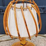 Rattan and bamboo table lamp from the 70s