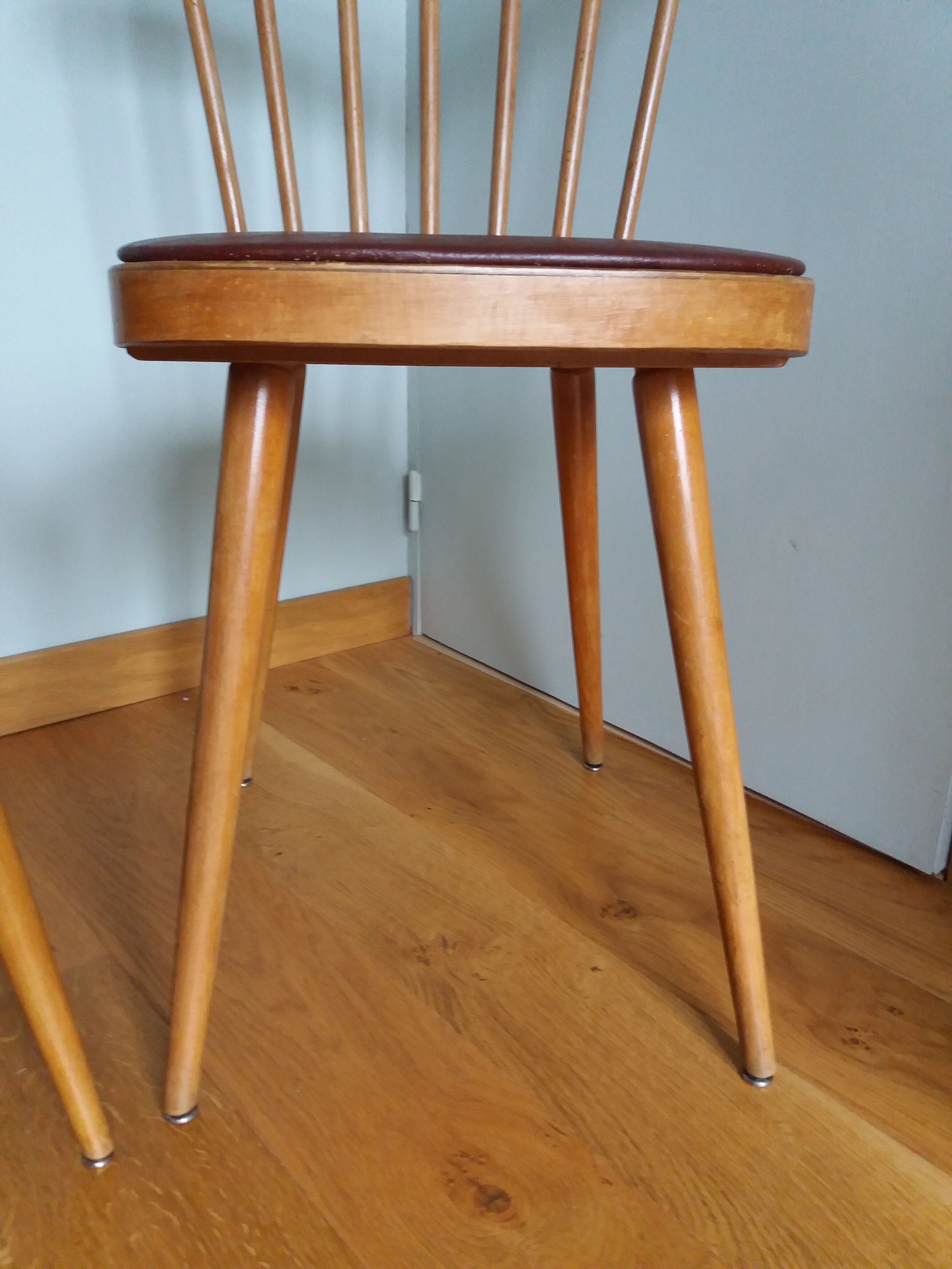 2 chairs bistro Baumann model 740 wood and skaï Scandinavian style