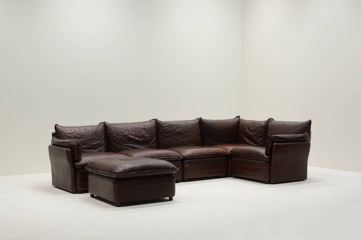 Large leather modular sofa, 1970s Germany