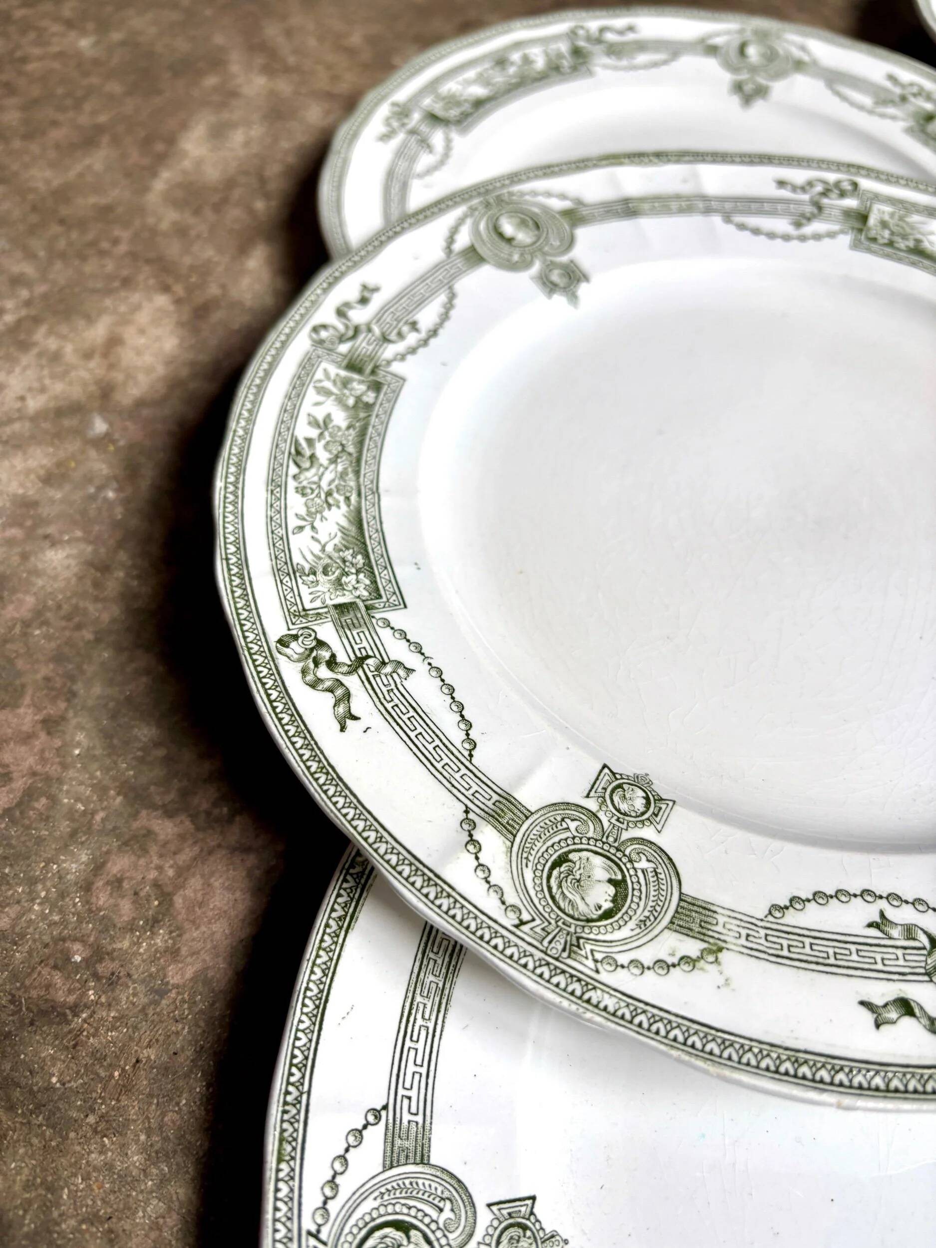 6 earthenware dessert plates from St Amand and Hamage, "Medallion" service