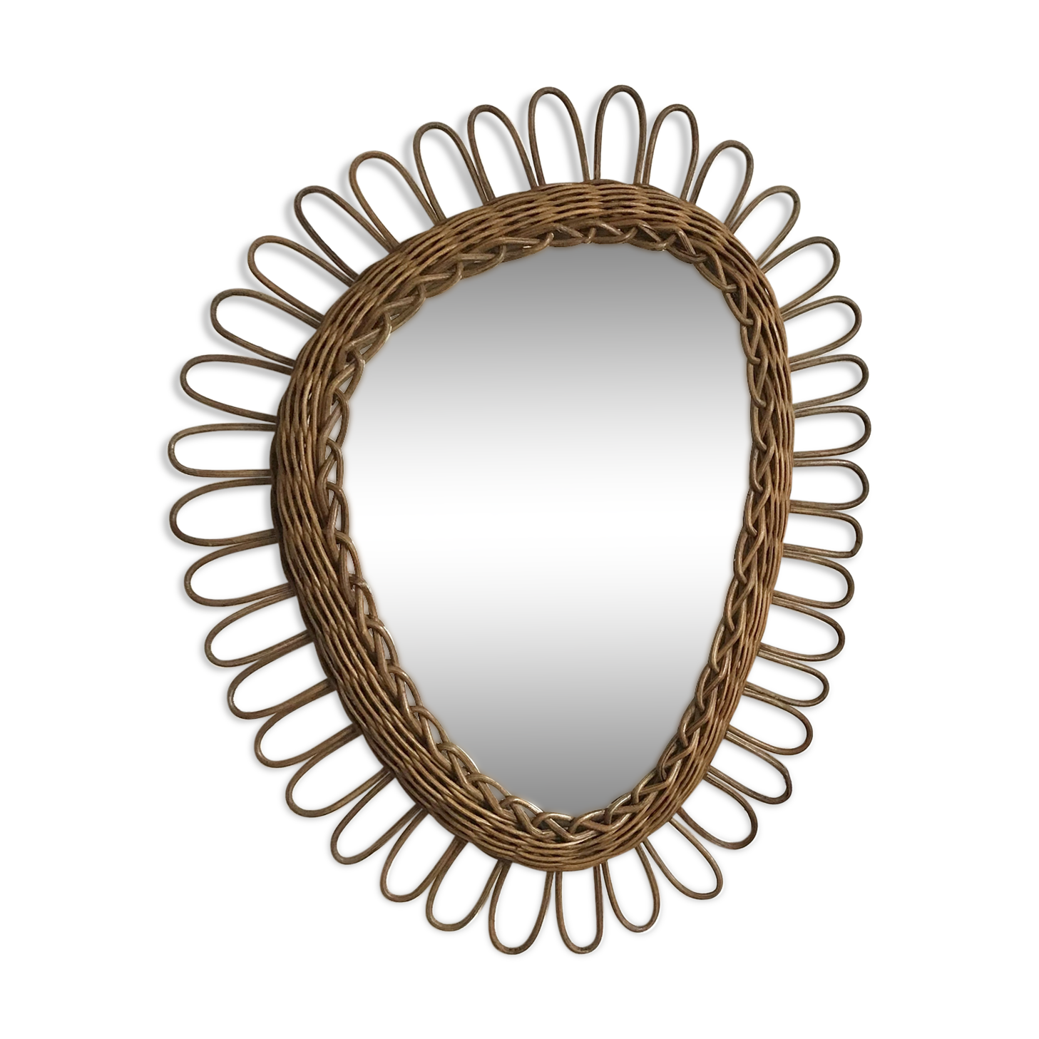 Miroir rotin forme rétroviseur 49x60cm
