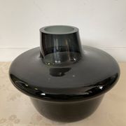 Vase design champignon en verre fumé