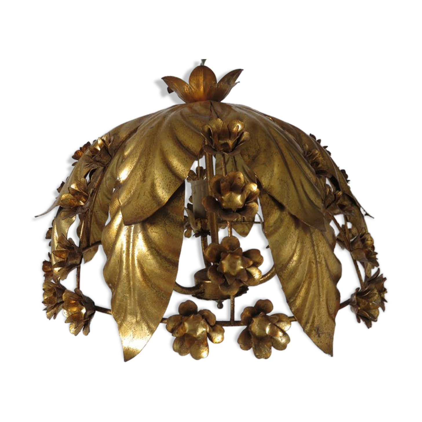 Gold leaf floral ceiling light in gold metal 70