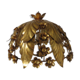 Gold leaf floral ceiling light in gold metal 70