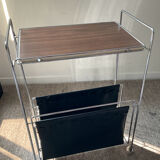 Vintage side table on wheels 60s