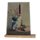 Tableau Huile sur toile bouquet de fleurs et bougies vintage