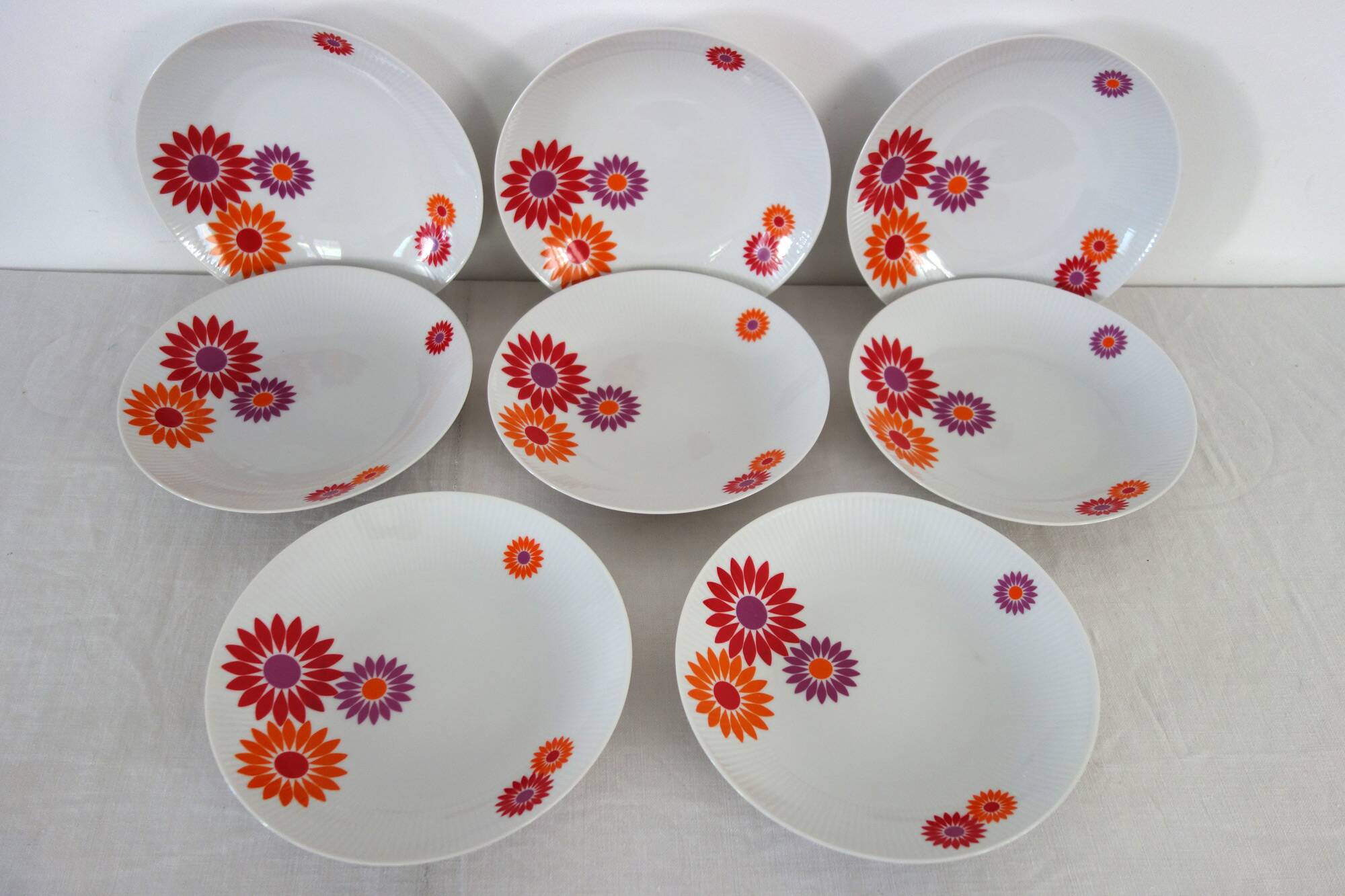 8 Assiettes Creuses Seltmann Weiden West Germany 70's