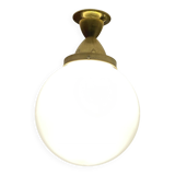 Suspension boule en verre opalin ancienne
