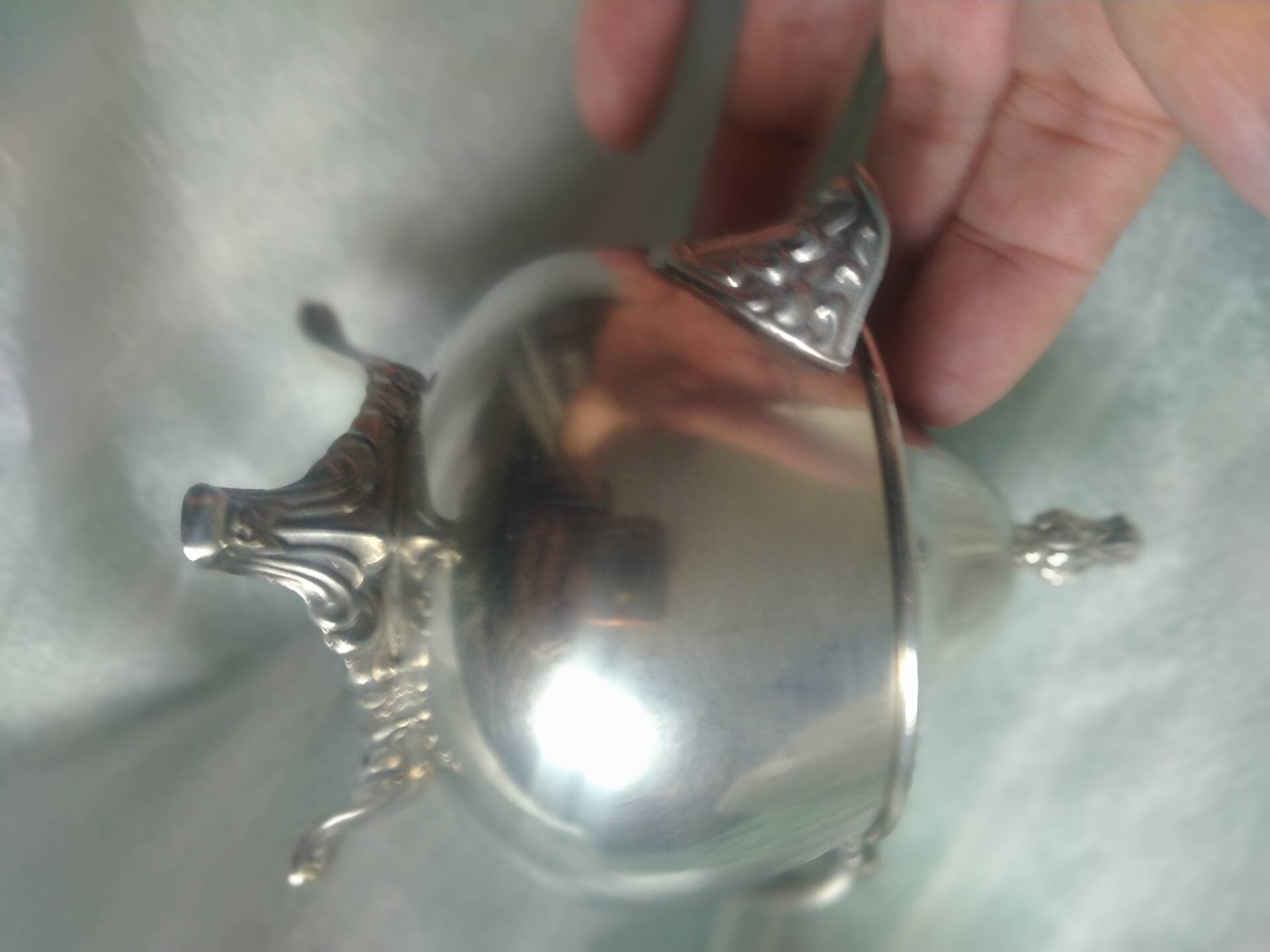 Sucrier métal argenté style art déco Orbrille
