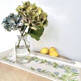 Large painted sheet metal tray with flower decoration