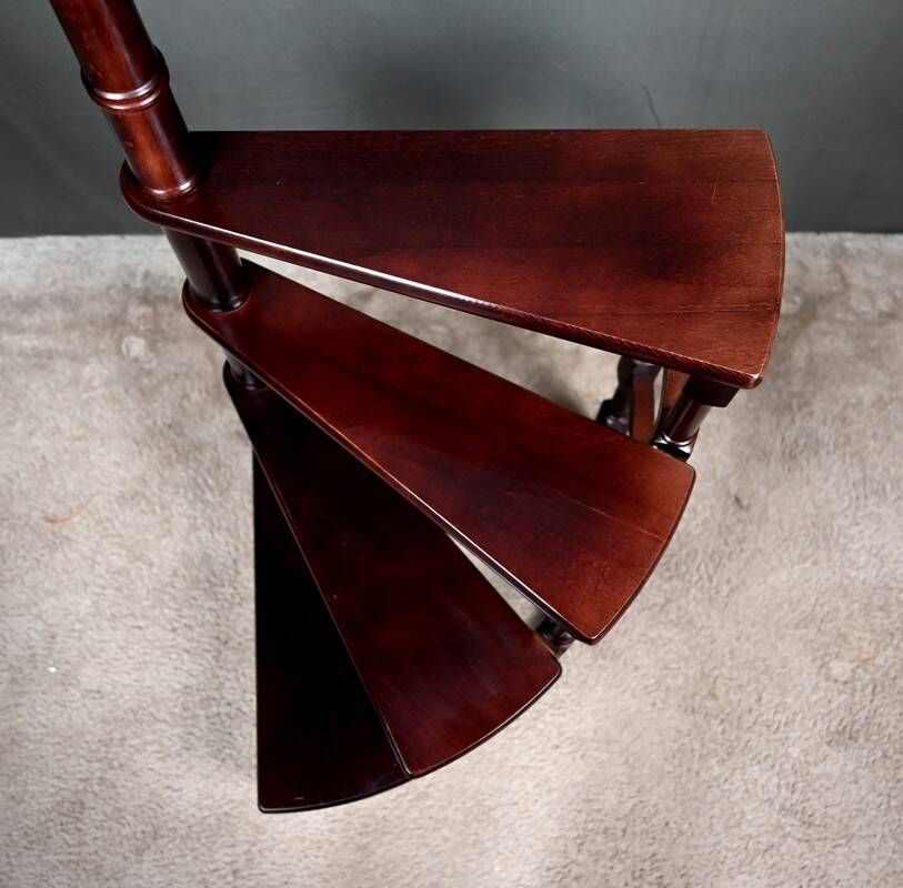 Library Staircase in Stained Beech – 20th Century