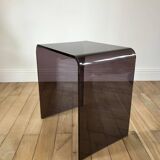 Ensemble de 3 tables basses gigognes en plexi fumé / violet années 70