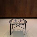 Table basse moderniste en acier et céramique 1950