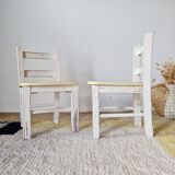 Vintage children's chair pair – White patinated wood