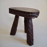 Pair of wooden tripod stools