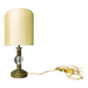Mid century brass table lamp with silk cream oval lampshade 1960s