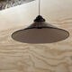 Industrial pendant light in brown and white enameled sheet metal