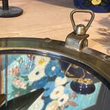 Round mirror in gilded brass like marine porthole, 30 cm