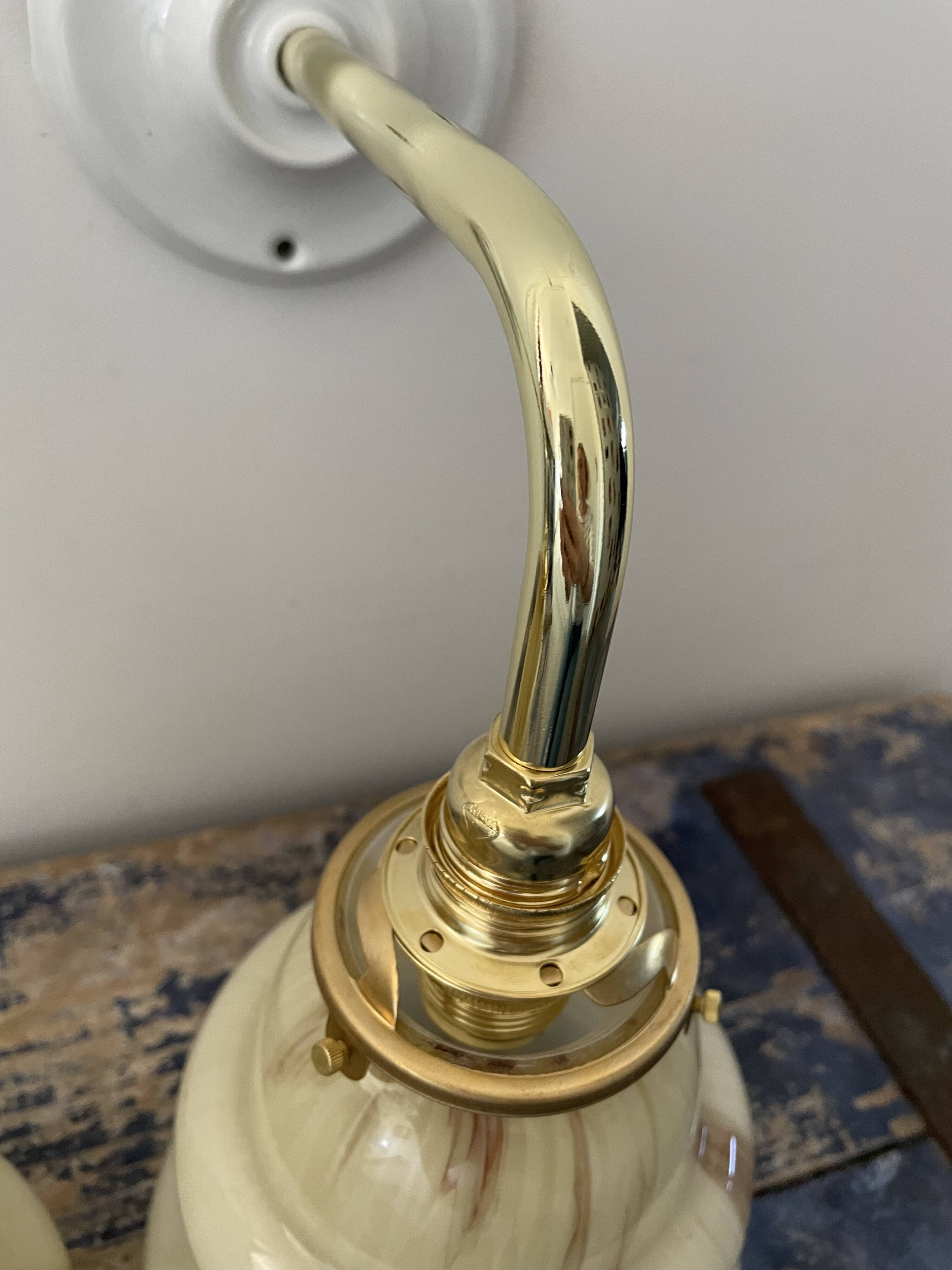 Set of two new electrified art deco wall lamps