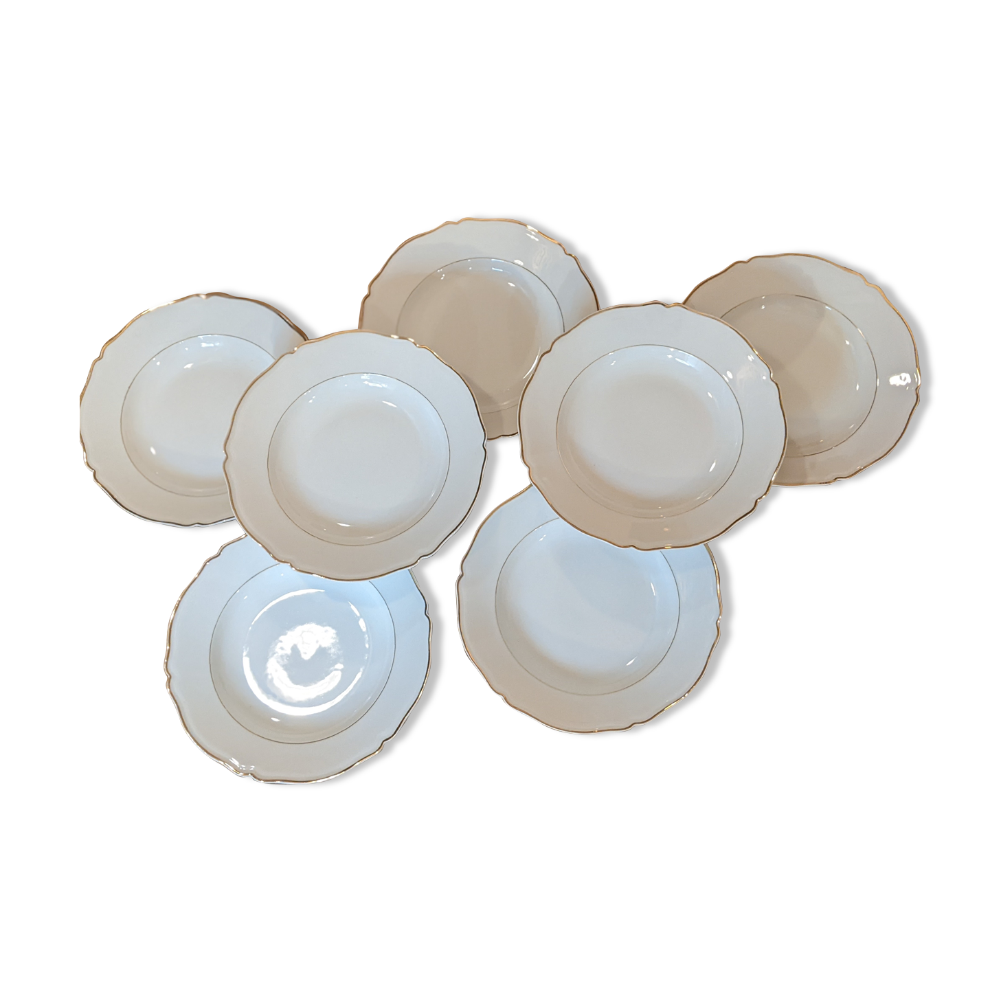 Lot round hollow vintage plates in Limoges porcelain