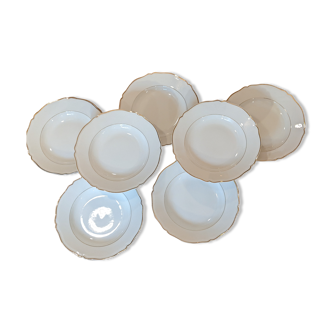 Lot round hollow vintage plates in Limoges porcelain