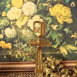 Pair of bronze torch candle holders