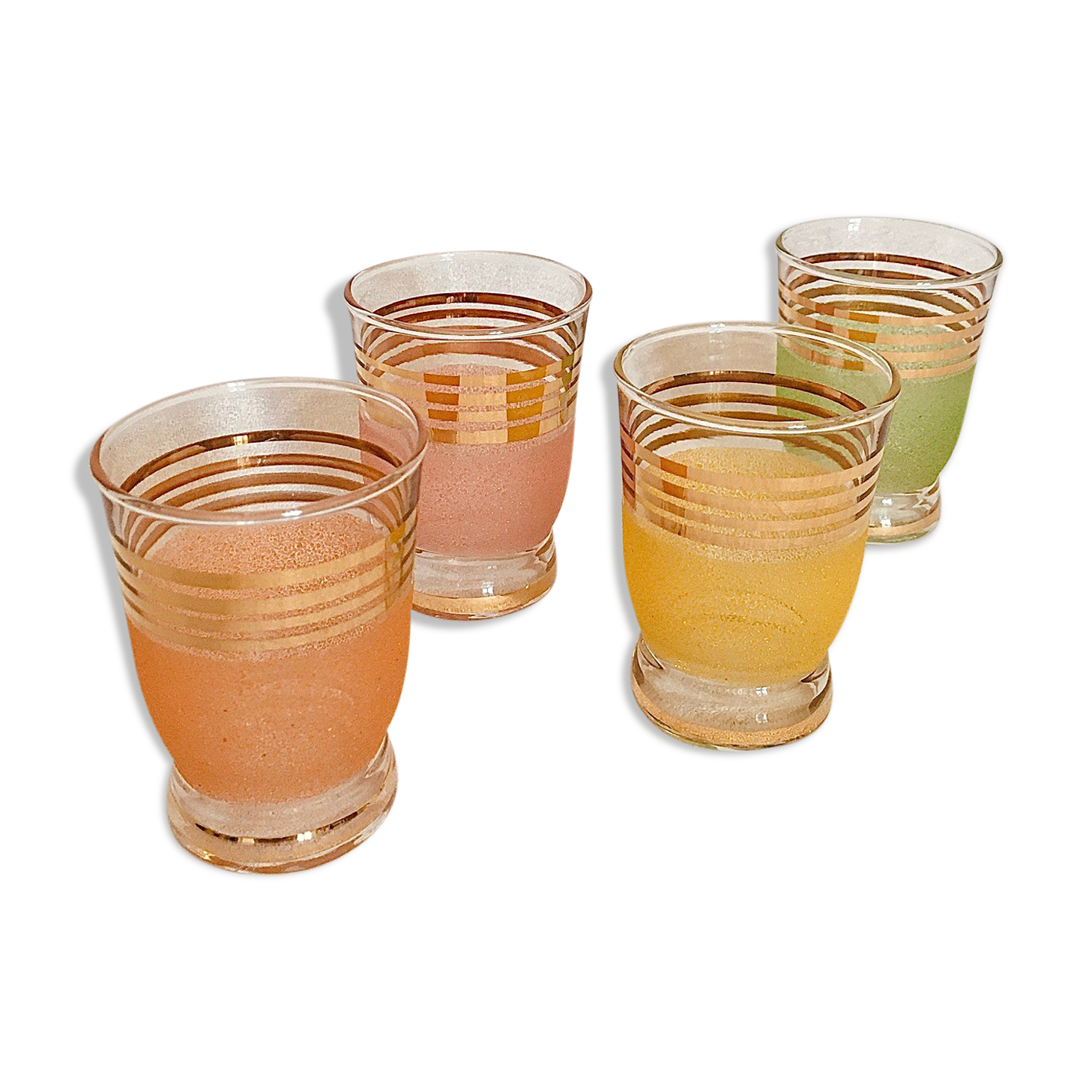 4 colored granite glasses