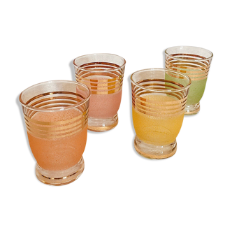 4 colored granite glasses