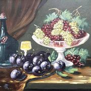 Tableau huile sur toile : nature morte aux fruits (A)