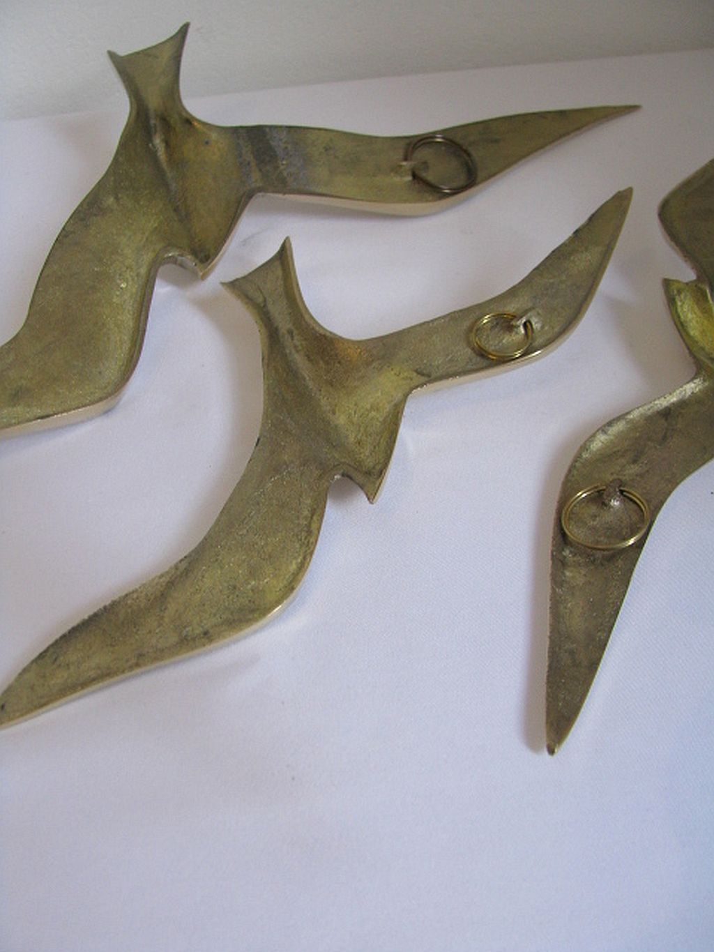 Wall Decoration Set 3 X Seagull / Swallow / Bird. Brass 70 / 80s