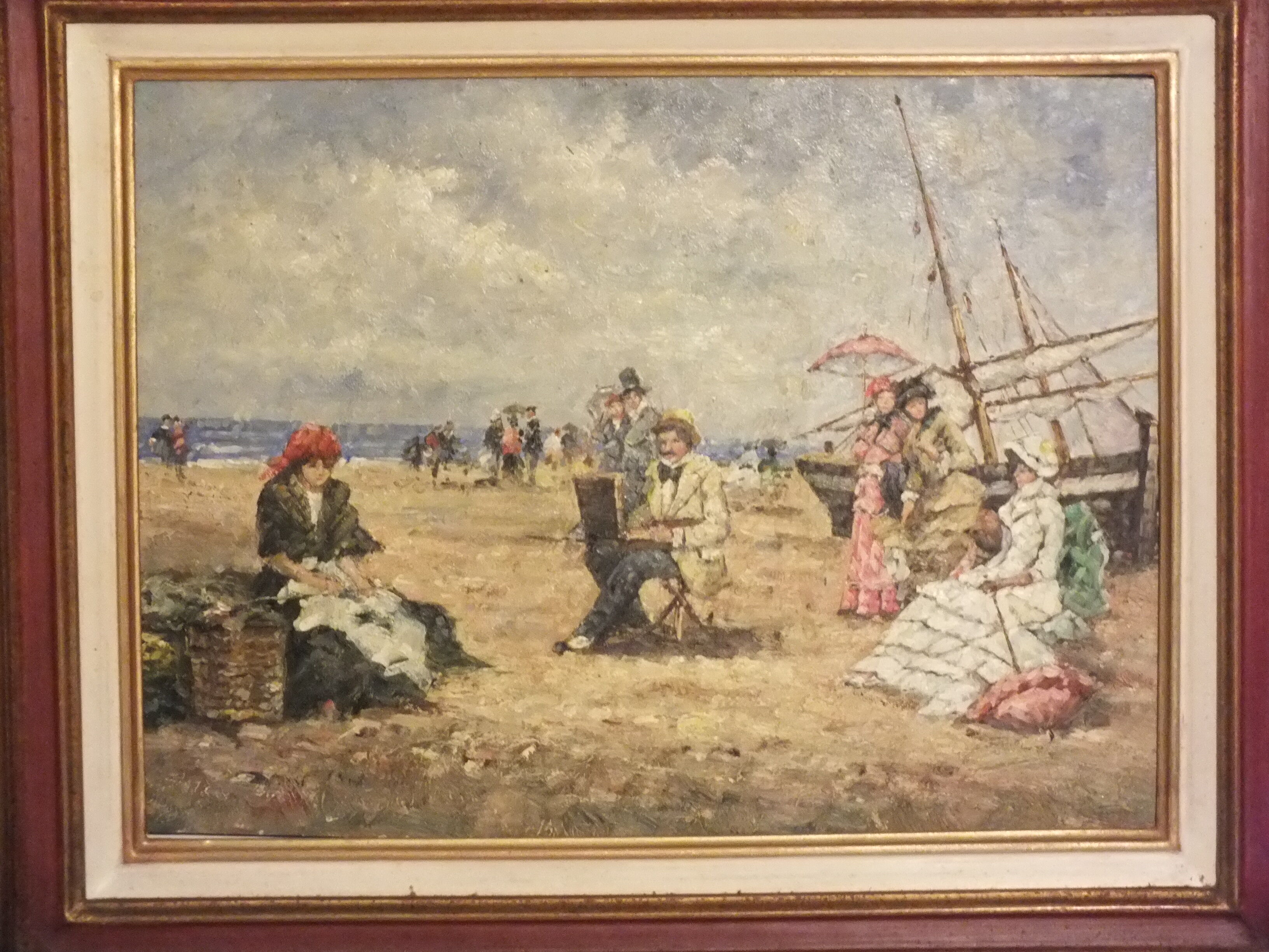 Impressionist painting after Francesco Miralles Y Galup - seaside 1900