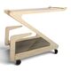 White lacquered Z-shaped rolling dessert trolley with smoked glass from the 1970s.