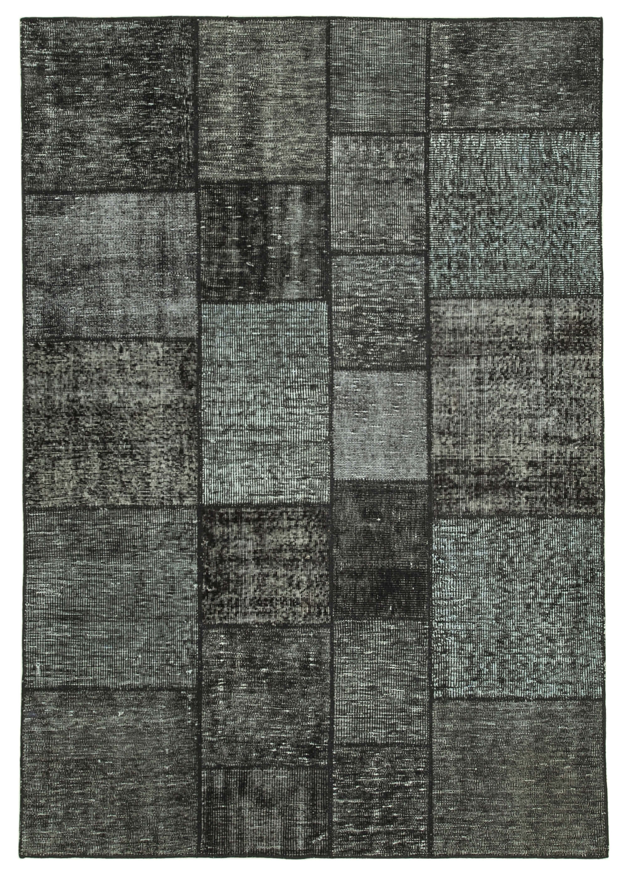 Hand-Knotted Oriental Overdyed 171 cm x 246 cm Black Patchwork Carpet