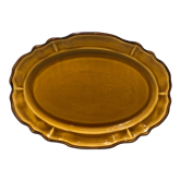 Oval dish caramel color chocolate brown edging signed faience haute provence made in France