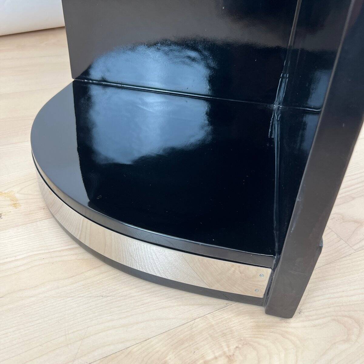 Art Deco Black Lacquered Lowboard with Chrome Fittings, France, 1930s