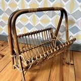 Vintage magazine holders light rattan