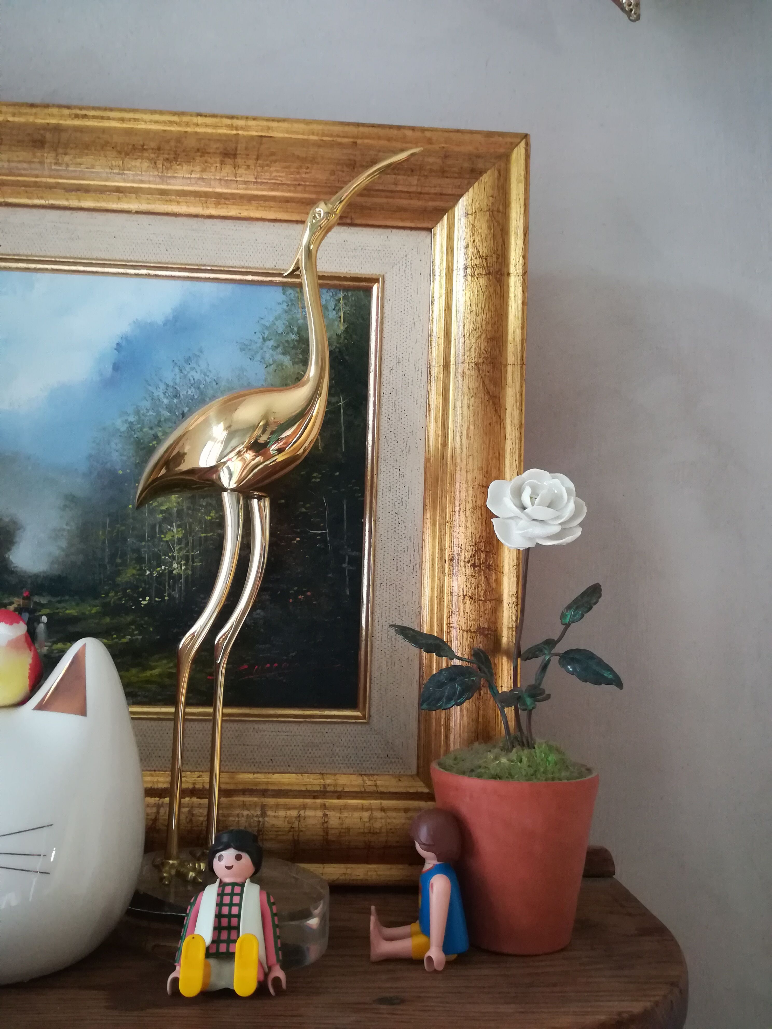 Heron or brass ibis on Plexiglas base