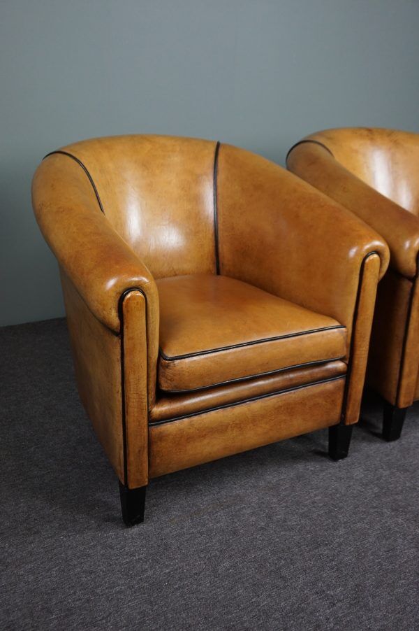 Set of 2 club chairs in sheepskin, York model