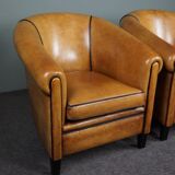 Set of 2 club chairs in sheepskin, York model