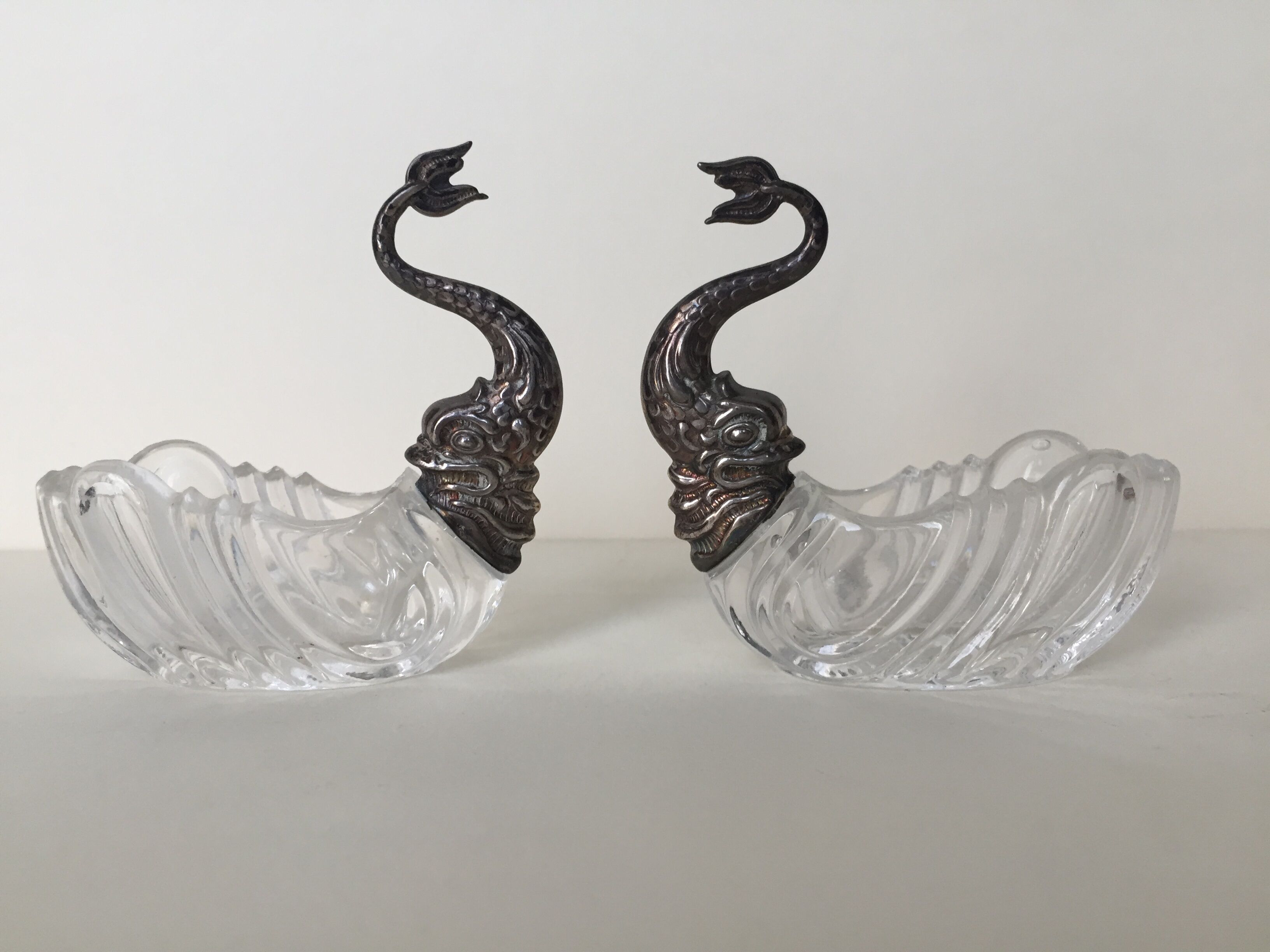 Crystal salts with silver frame