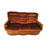 Vintage 3-seater convertible velvet toad sofa