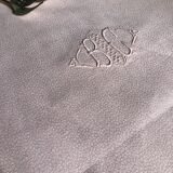 Old damsed tablecloth in linen and silk coral