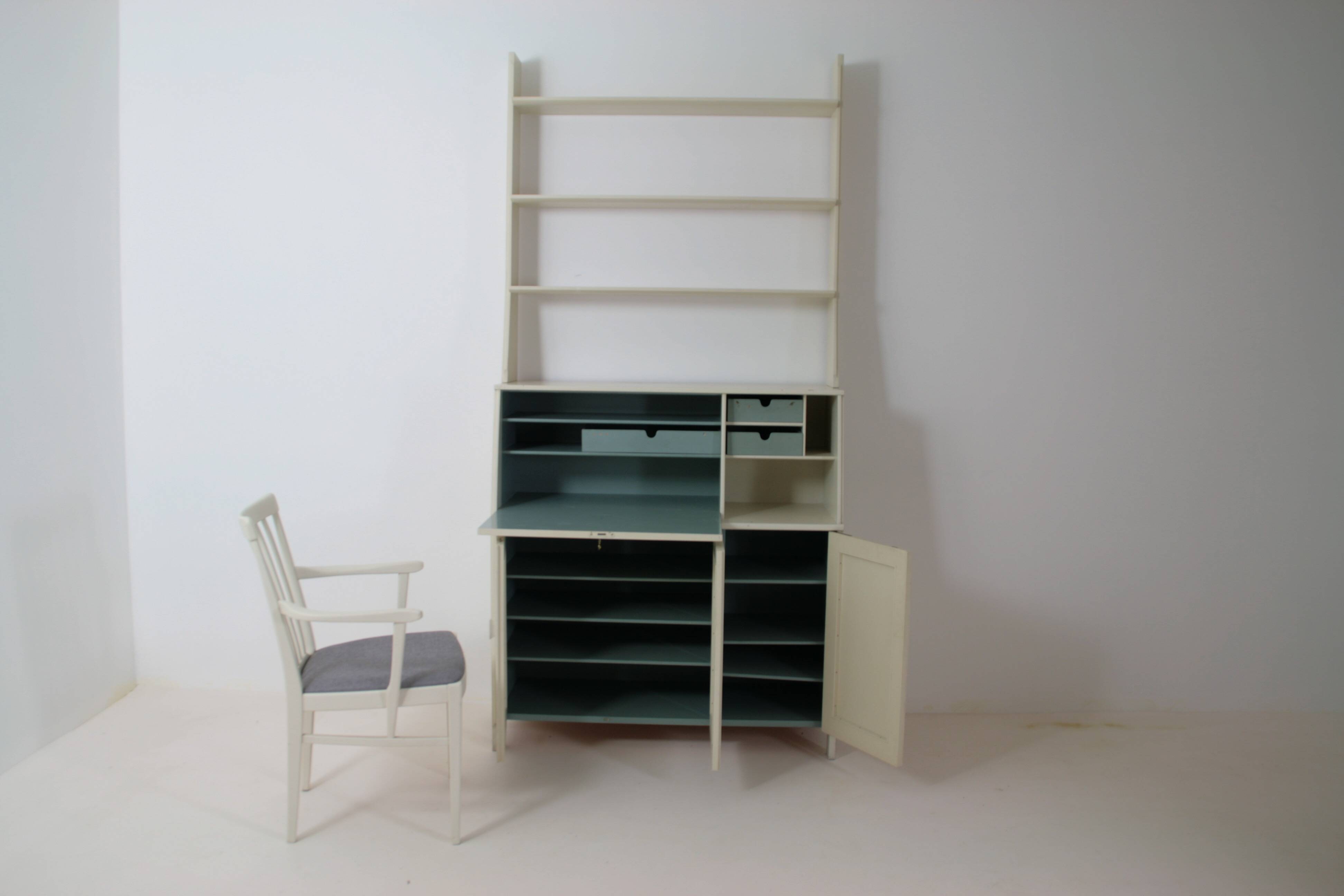 Library Secretary with its “Vardags” armchair by Carl Malmsten, Sweden 1960s