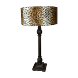 Table lamp with leopard lampshade