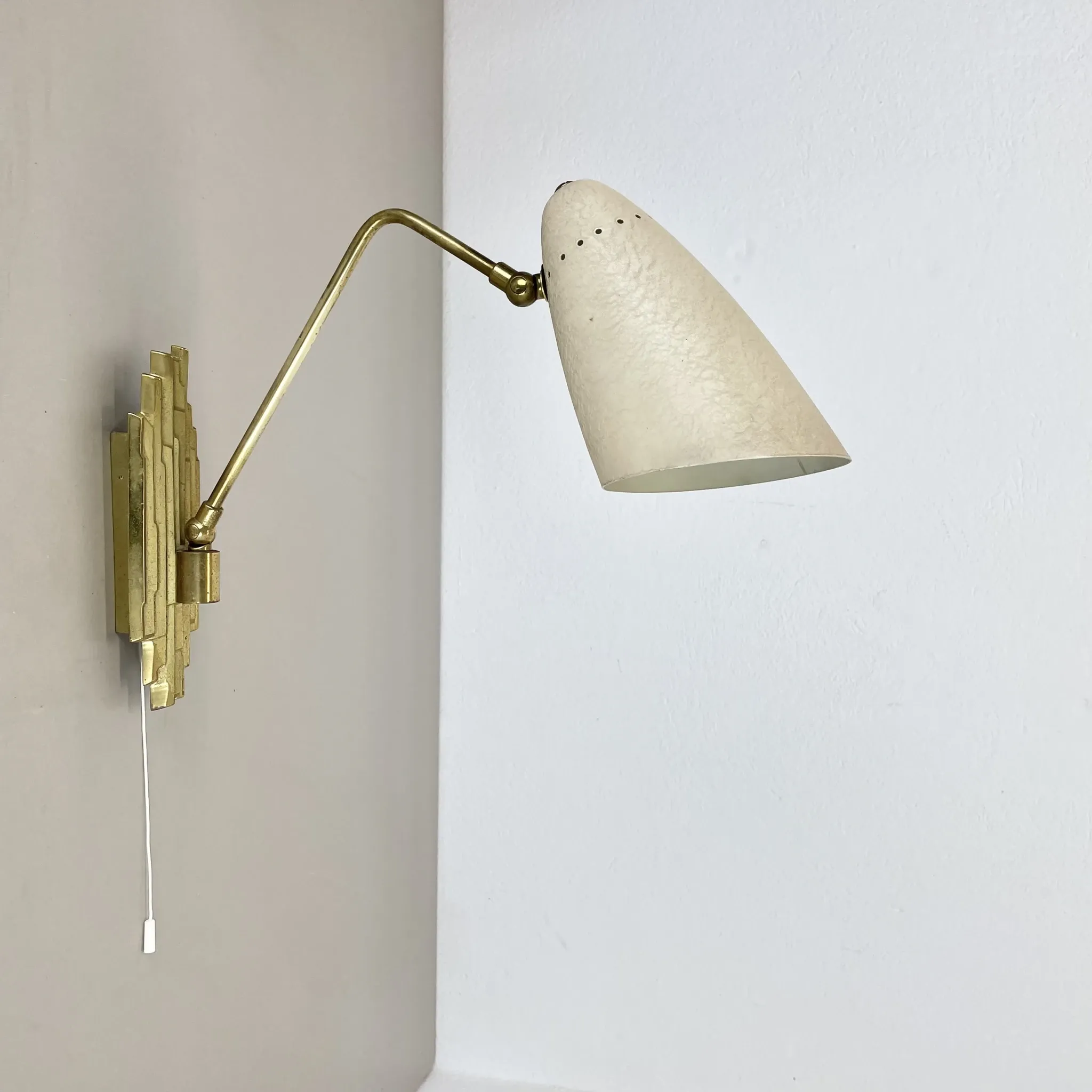 Rare Adjustable Theatre Wall Light in Brass in the Style of Stilnovo, Italy 1950s