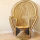 Vintage Peacock Cobra Chair / 1970s  King Rattan Chair in Emmanuelle Style