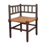 Chaise fauteuil de coin bois paillé
