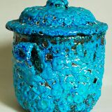 Covered ceramic pot fat-lava foam glaciers, enamels le cyclope, annecy