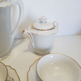 Coffee service in limoges porcelain, white and gold