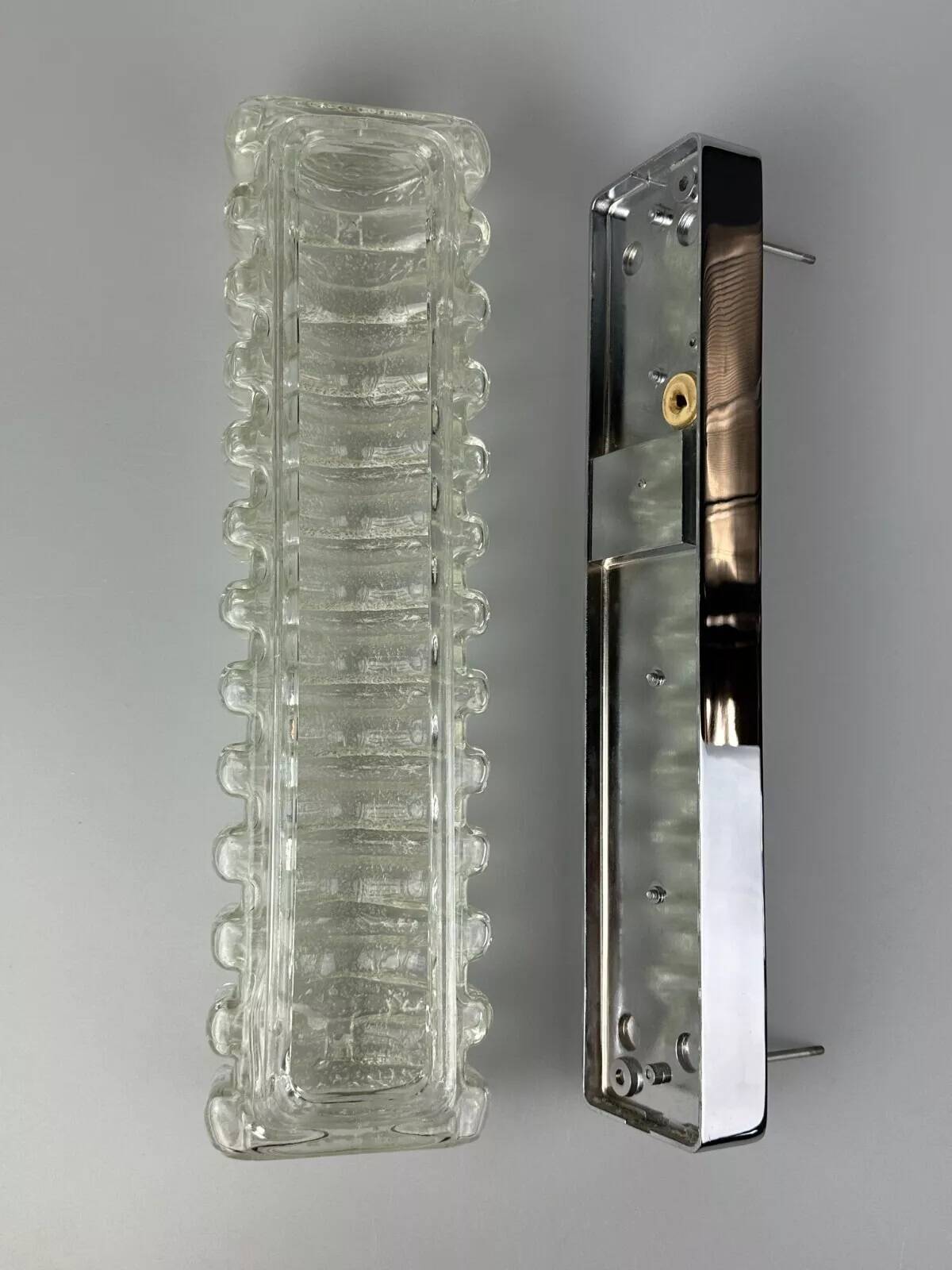 60s 70s wall lamp Limburg Germany Wall Sconce Ice Glass Chrome Space Age